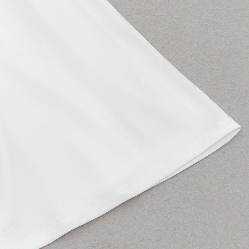 V NECK PUFF SLEEVE BODYCON MAXI DRESS IN WHITE