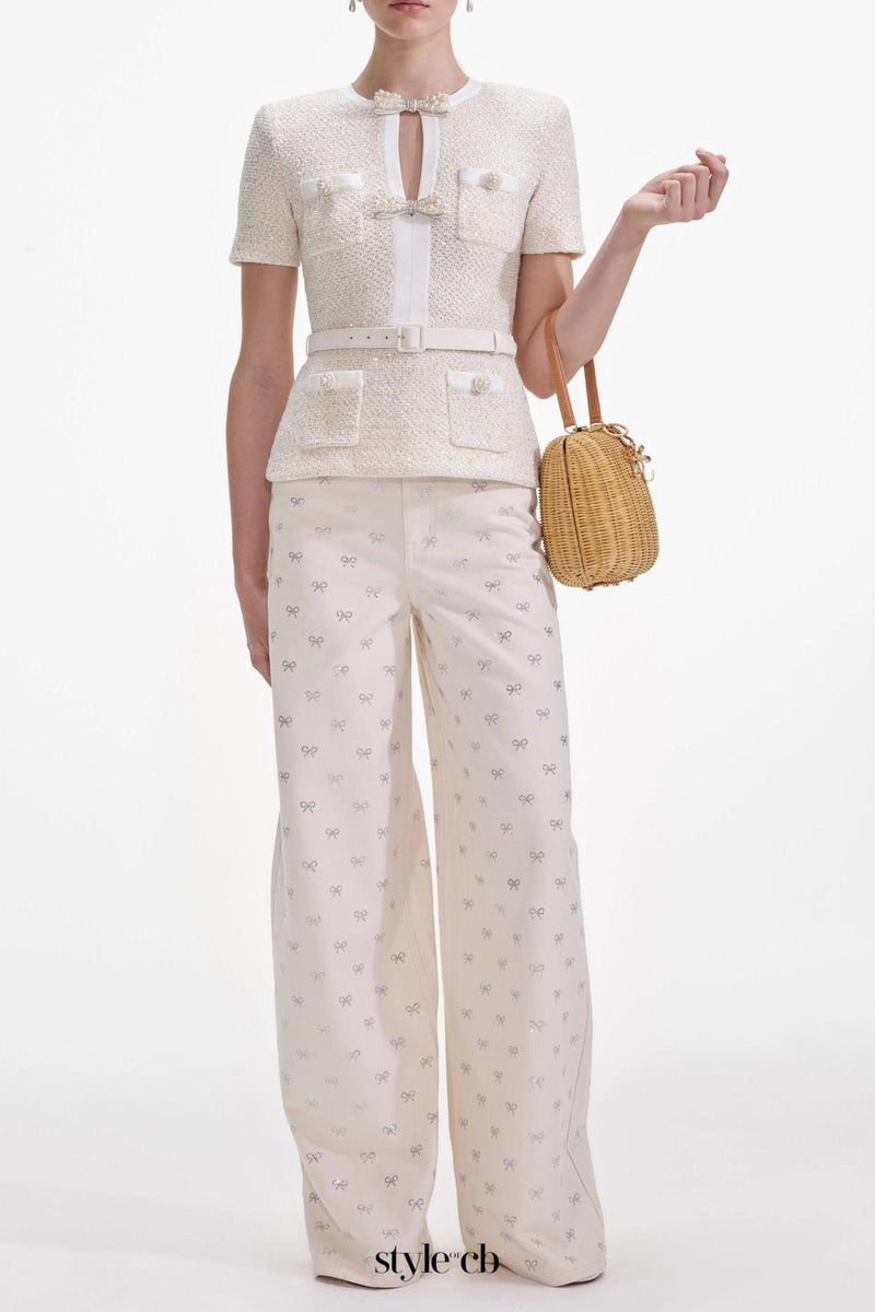 vicky Cream Sequin Knit Top