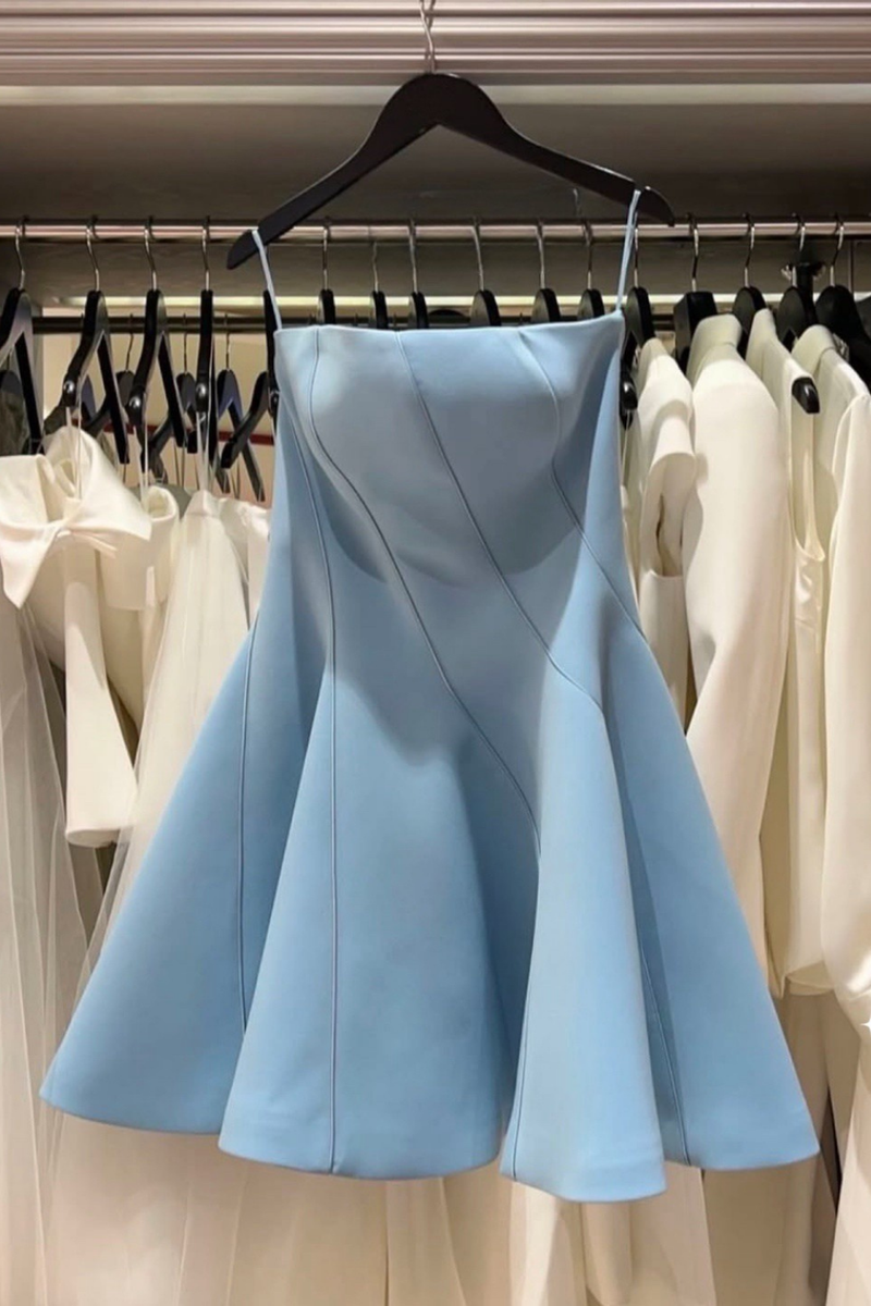 natividad off-shoulder Sleeveless Mini Dress in blue