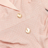 SUIT COLLAR METAL BUTTON RUFFLED MIDI DRESS