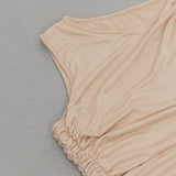 RUCHED RUFFLES SPLIT BODYCON MAXI DRESS