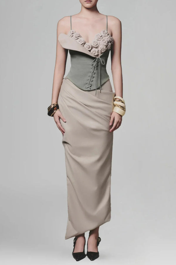 emily Blue Mint Camellia Corset Top