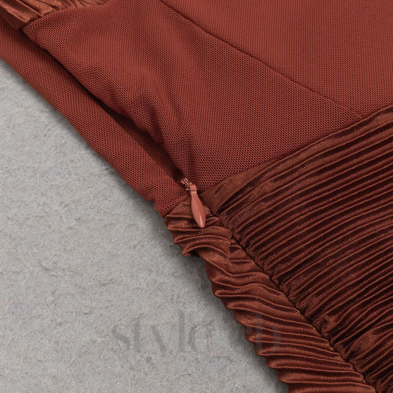 PUFF SLEEVE TWIST FRONT SPLIT THIGH DRESS