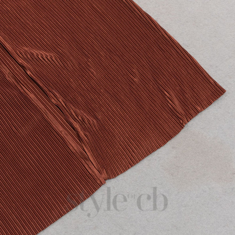 PUFF SLEEVE TWIST FRONT SPLIT THIGH DRESS