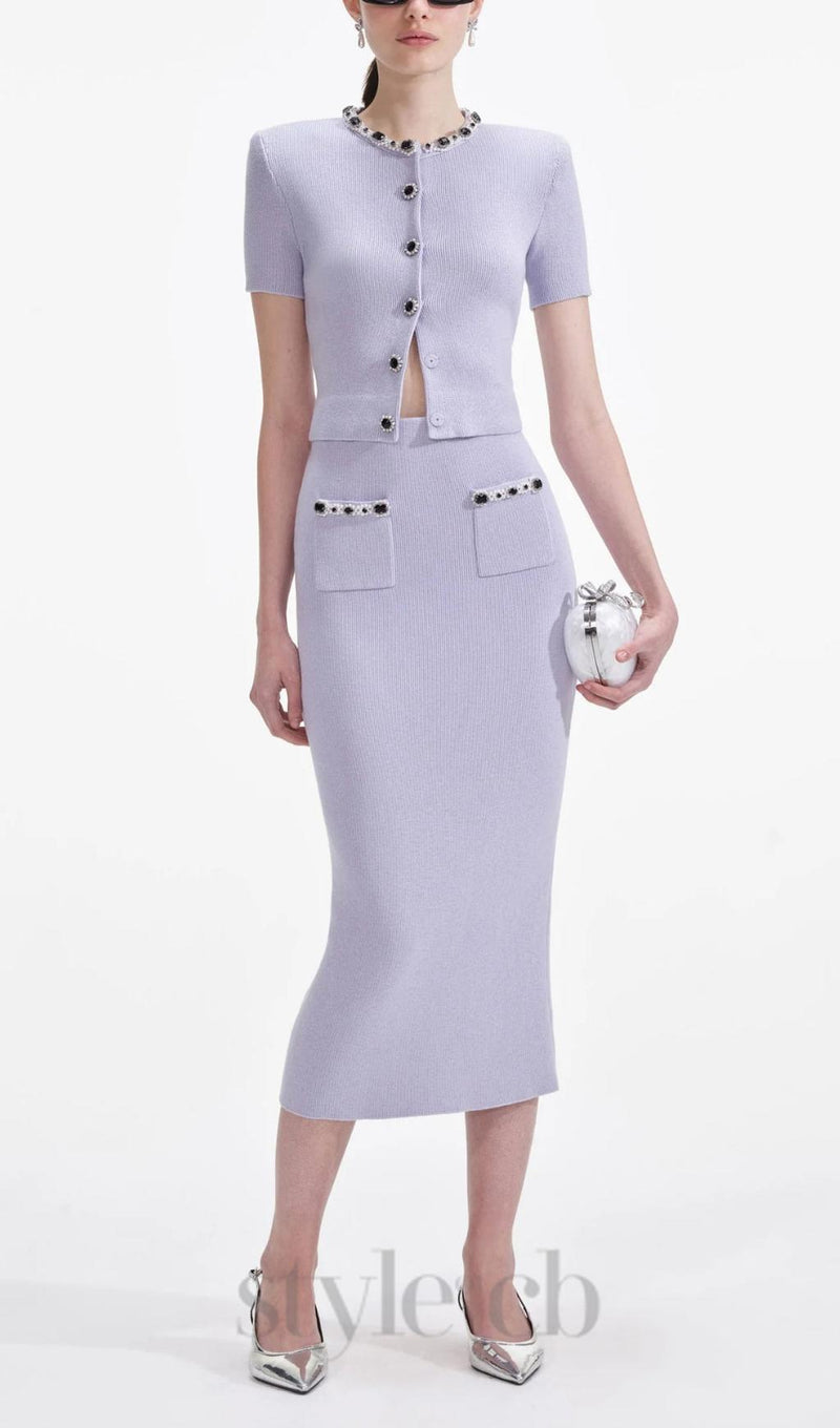 Lilac Embellished Knit Top