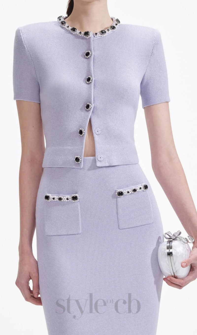 Lilac Embellished Knit Top