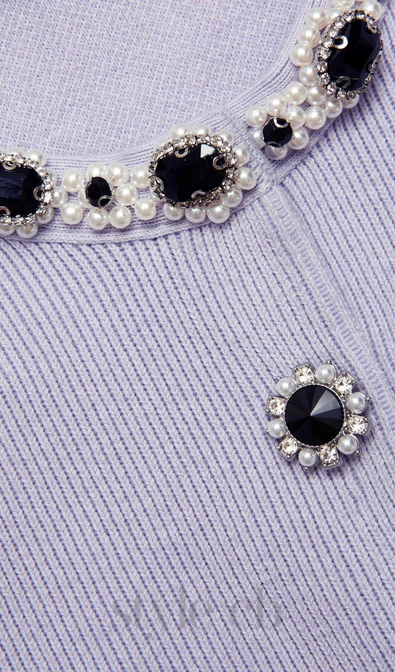 Lilac Embellished Knit Top