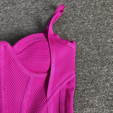 ROSE RED OSTRICH FEATHER HALTER NECK BACKLESS TIGHT DRESS