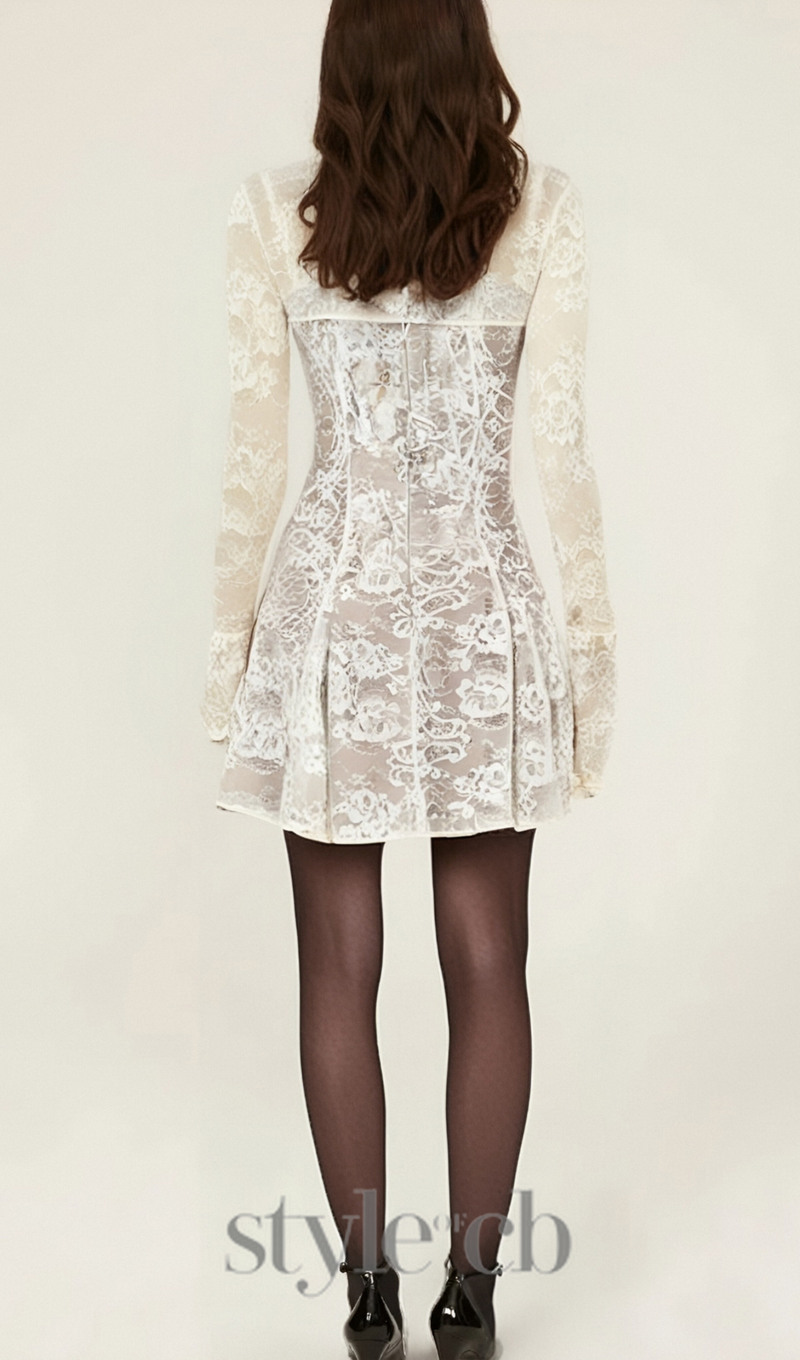 vintage cream lace mini dress