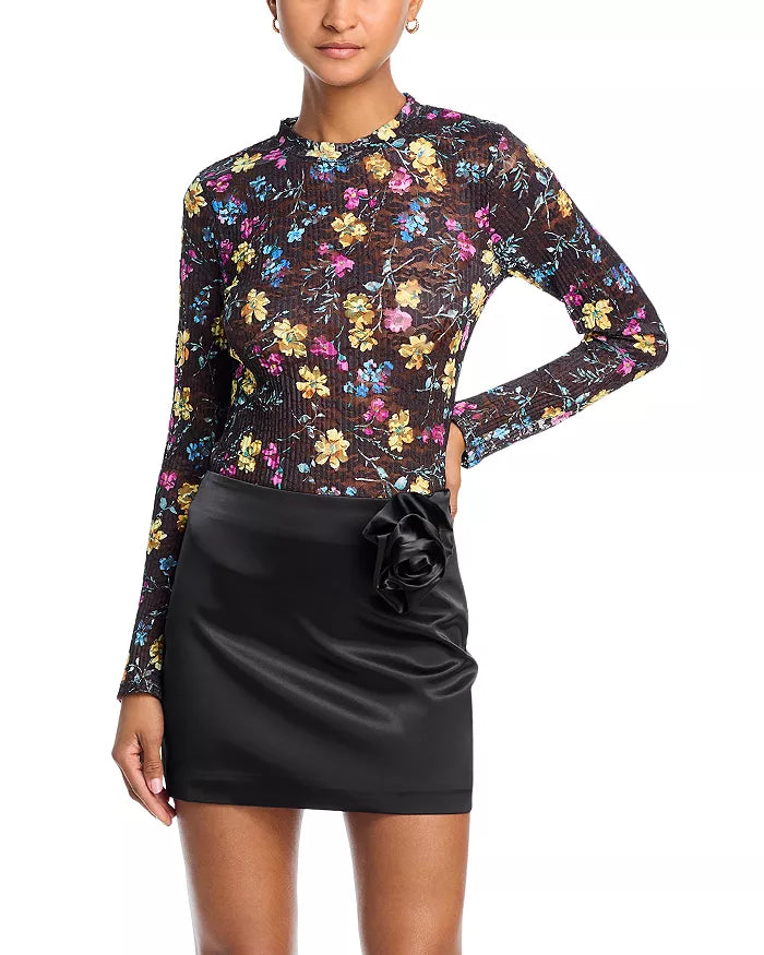 Floral Puckered Lace Top