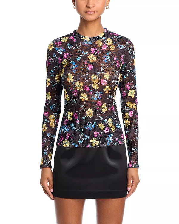 Floral Puckered Lace Top