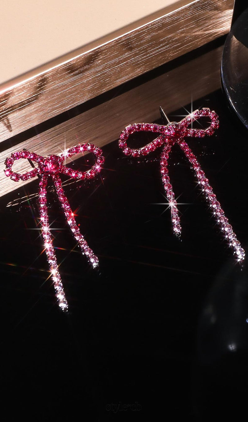 Danelle Rhinestone Bow Earrings