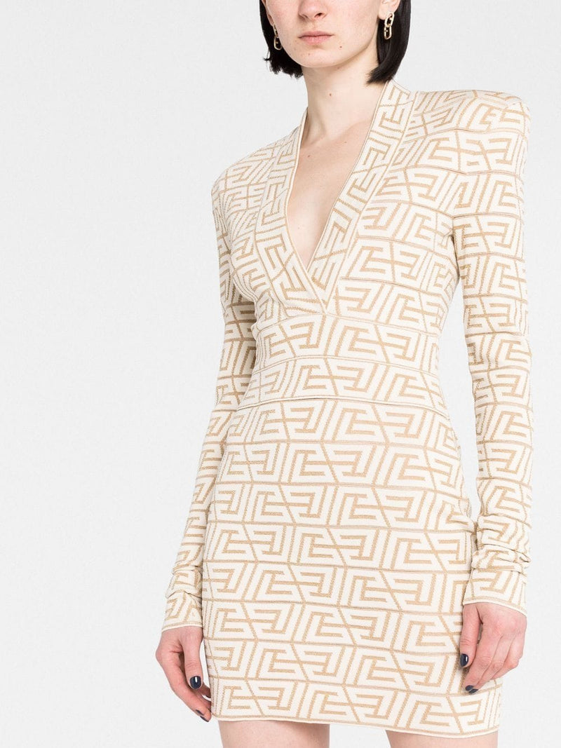 GRACE APRICOT MONOGRAM-JACQUARD MINI DRESS