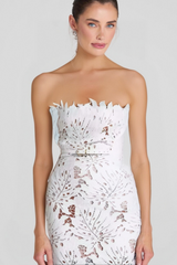 OFF-SHOULDER WHITE FLORAL LACE MIDI DRESS