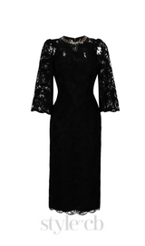 Acotas Lace Crystal-embellished Midi Dress in Black