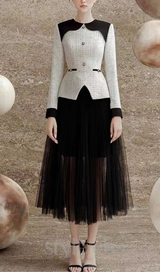 mandy two-tone pleated tulle suit