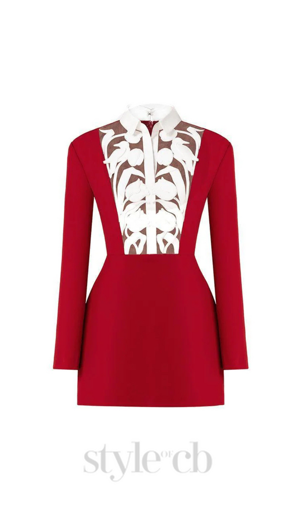hollow a-line mini Dress in red