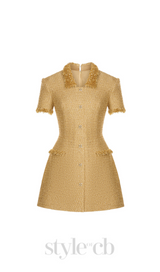 gold embellished mini dress