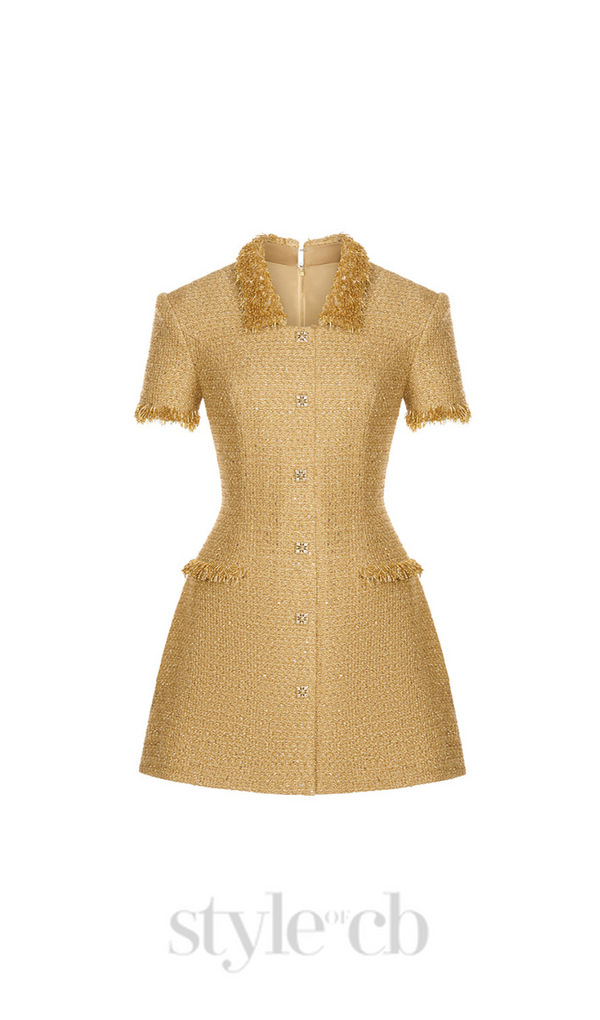 gold embellished mini dress