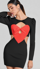 HEART BOW CUTOUT MINI DRESS