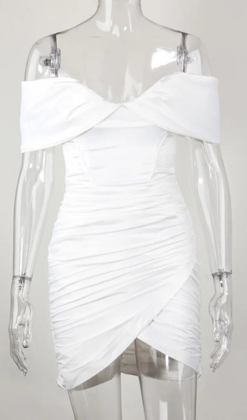 IVORY TUBE TOP PLEATED DRESS