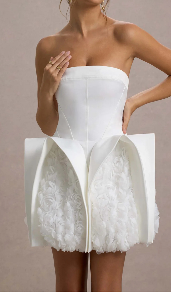 beverly Calais Strapless Flower Mini Dress