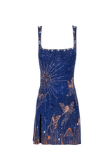 Sylvia Rhinestone Embellished Sky Mini Dress in blue