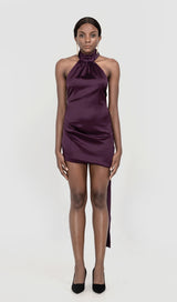 WRAP NECK DRESS IN NIGHT SHADE