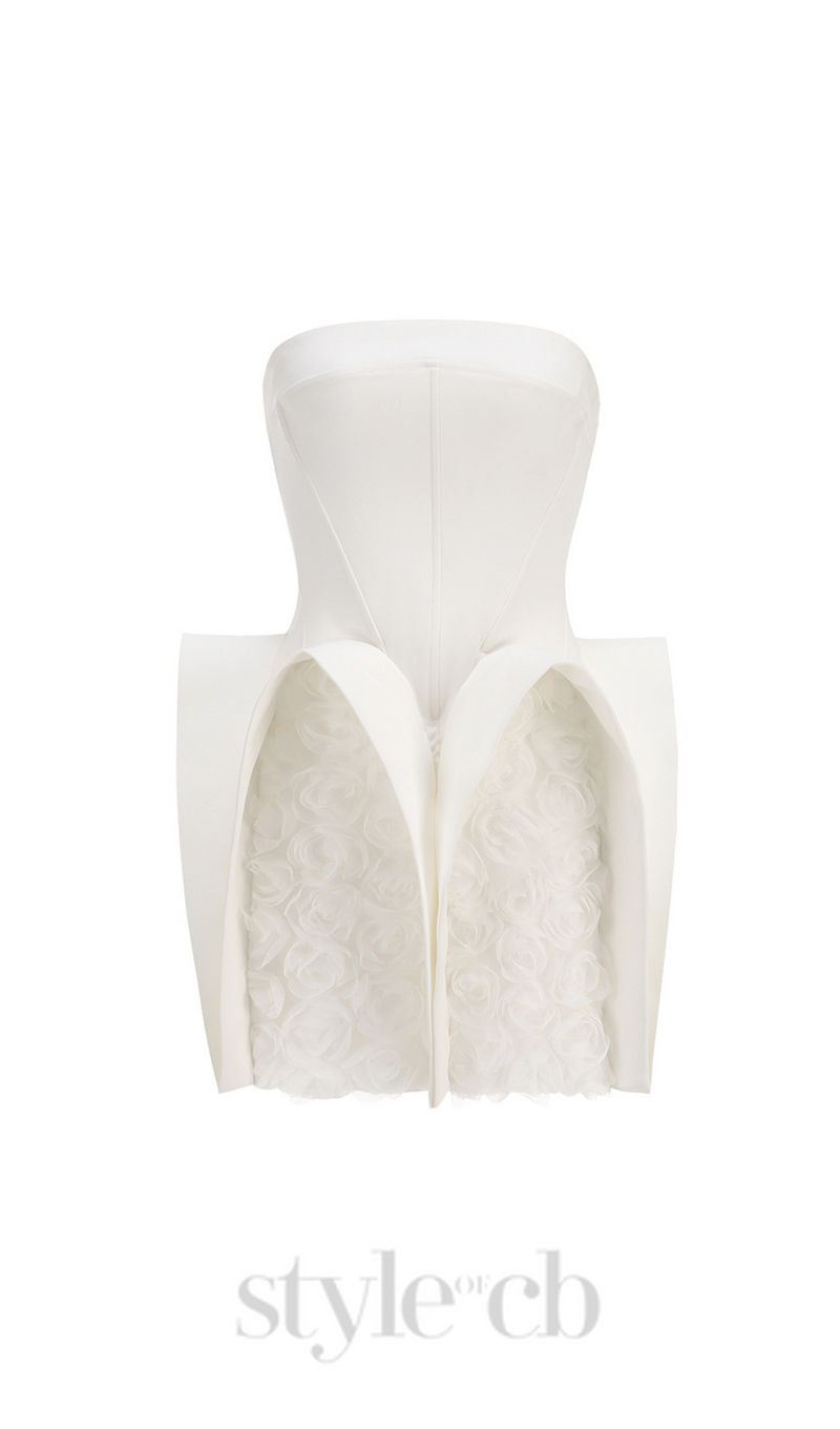 beverly Calais Strapless Flower Mini Dress