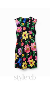 multicolor sleeveless floral mini dress