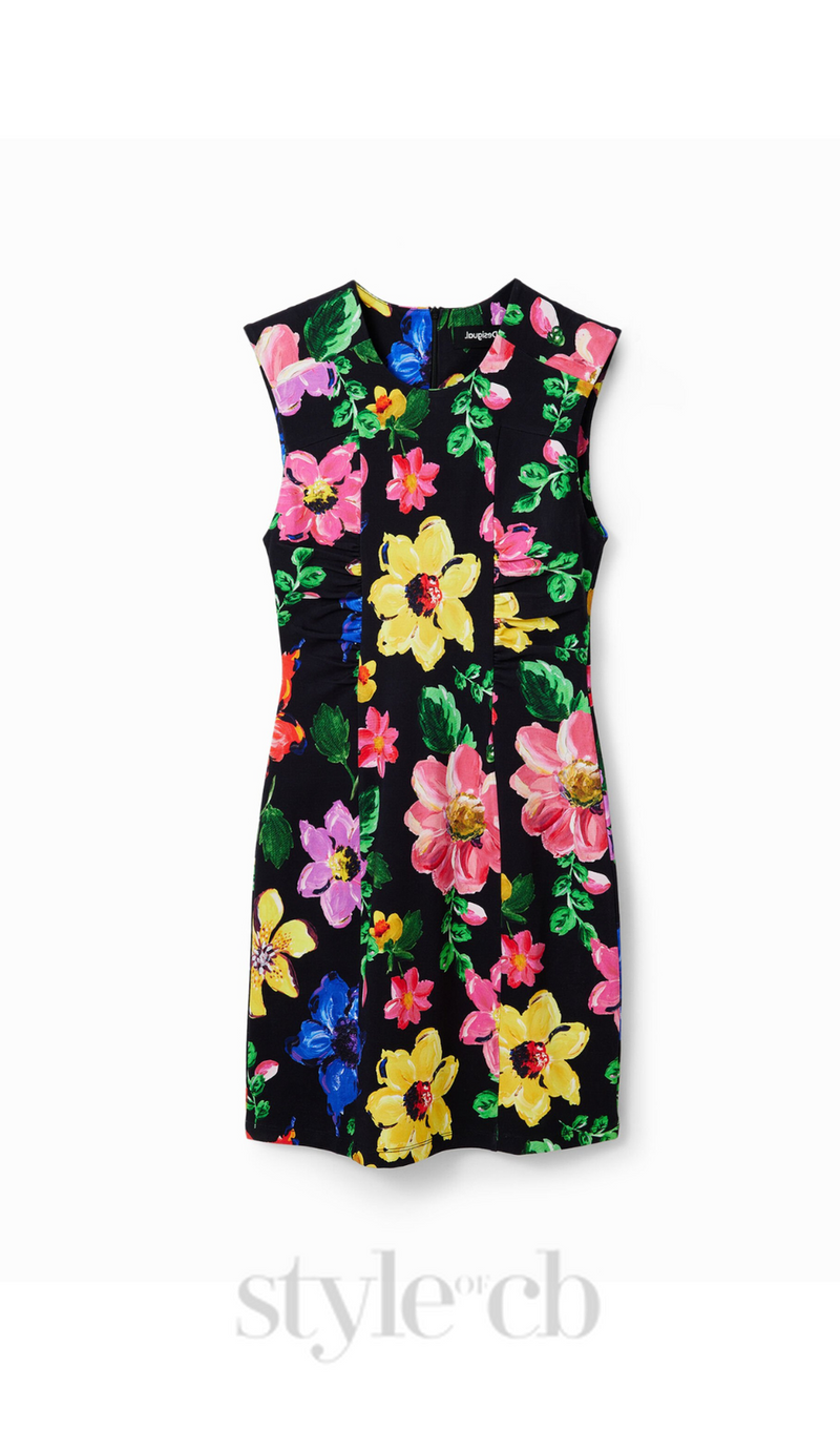 multicolor sleeveless floral mini dress