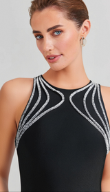 MIKINE DIAMANTE BANDAGE MINI DRESS IN BLACK