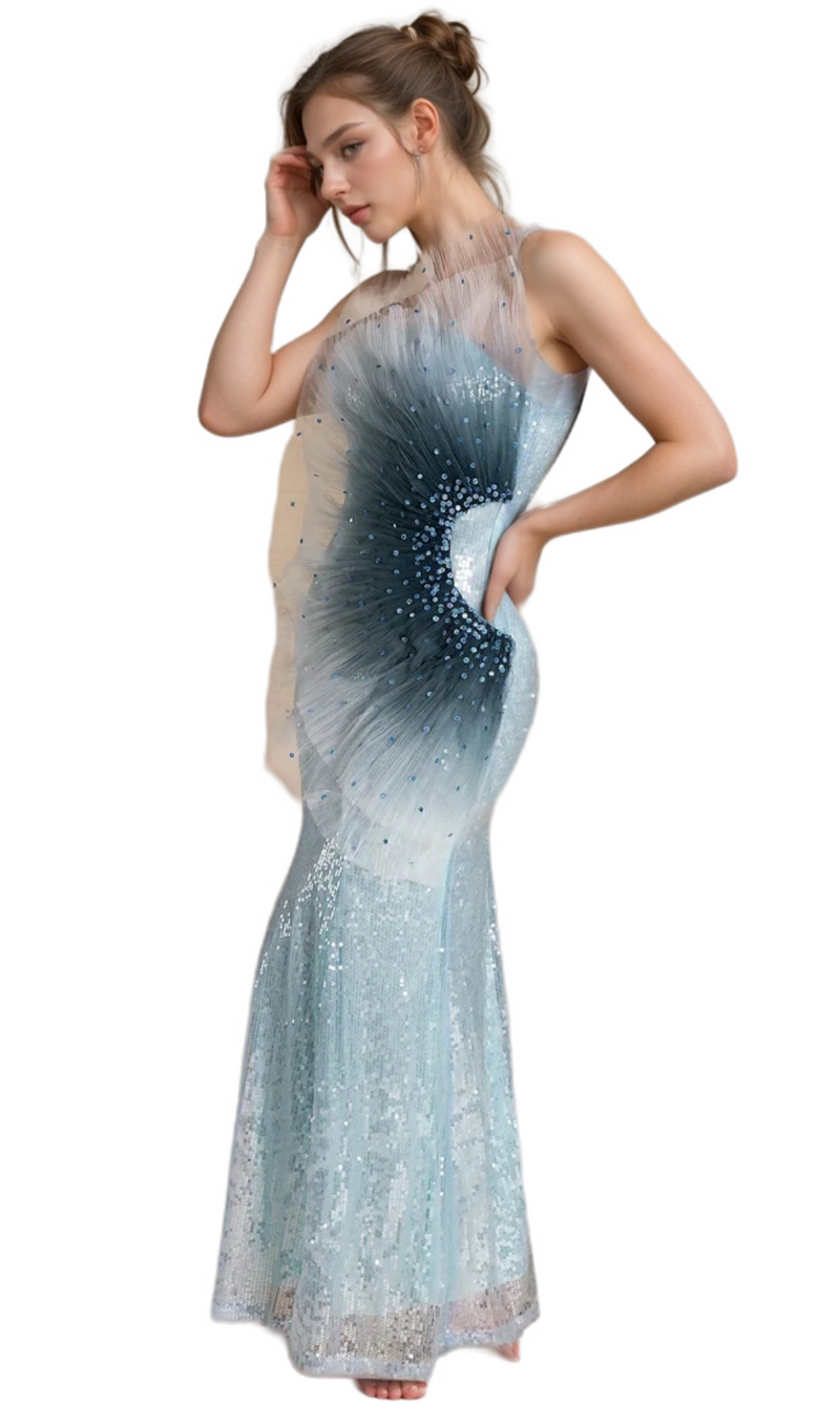 alyssa Samira Gradient Embellished Mermaid Maxi Dress