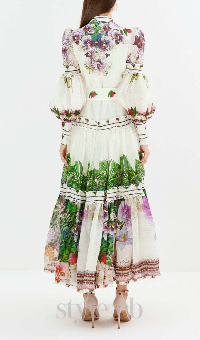 CORNELIA MULTICOLOR FLORAL PATTERN MAXI DRESS