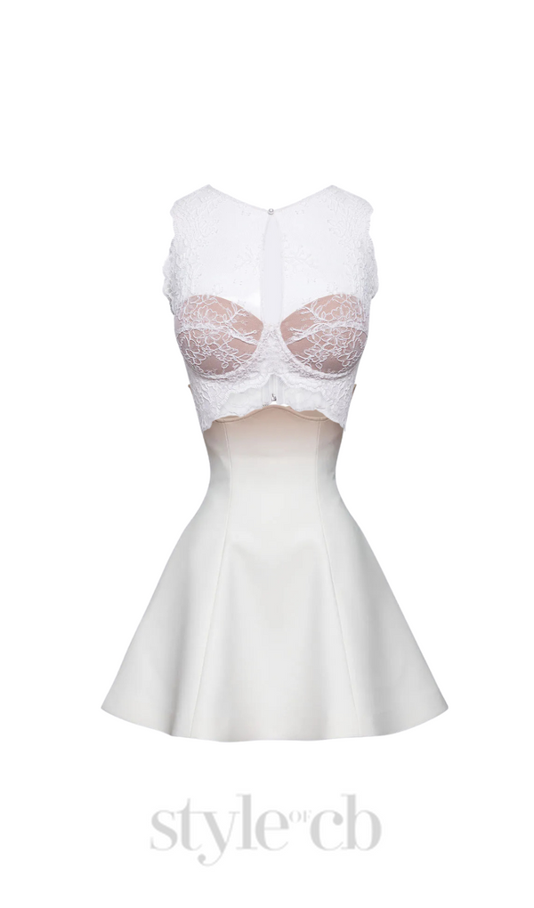 nude ombre off-white under-bust corset mini skirt set