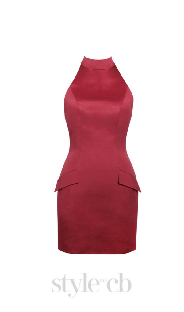 VIVIEN SATIN MINI DRESS IN RED