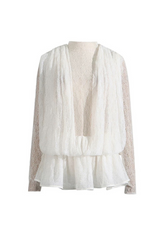 Chaylee Semi-sheer Lace Ruffle Mini Dress