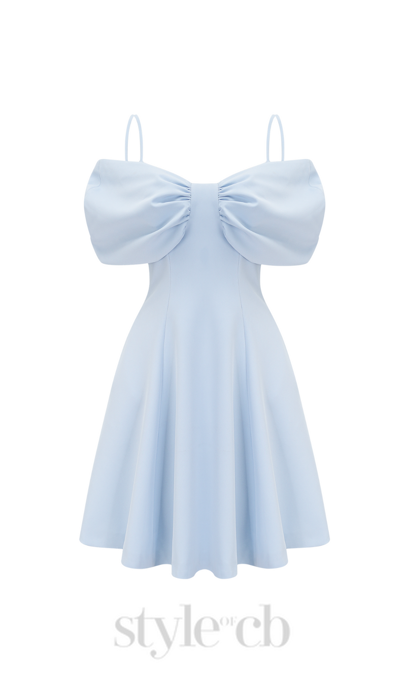 BUTTERFLY SLEEVE MINI DRESS IN BLUE