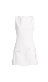 Stretch Crepe Strapless Mini dress in white