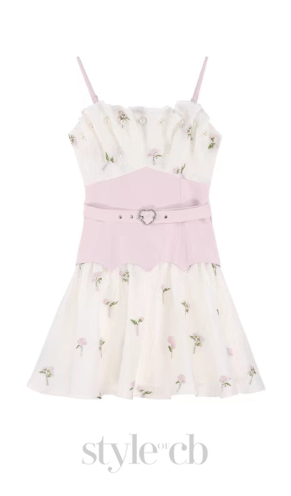 EMBROIDERED JACQUARD MINI DRESS IN WHITE