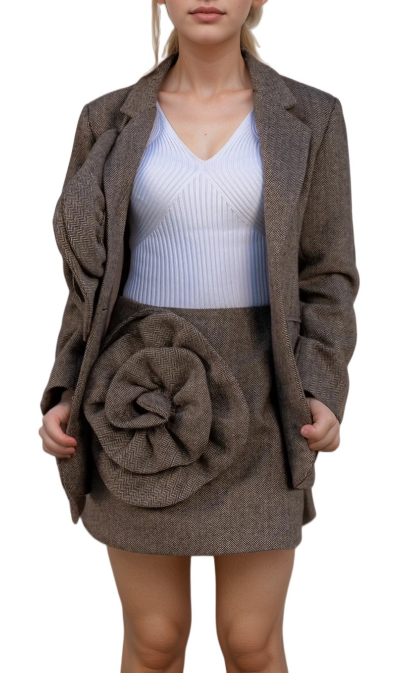 HERRINGBONE TWO PIECE FLOWER SET