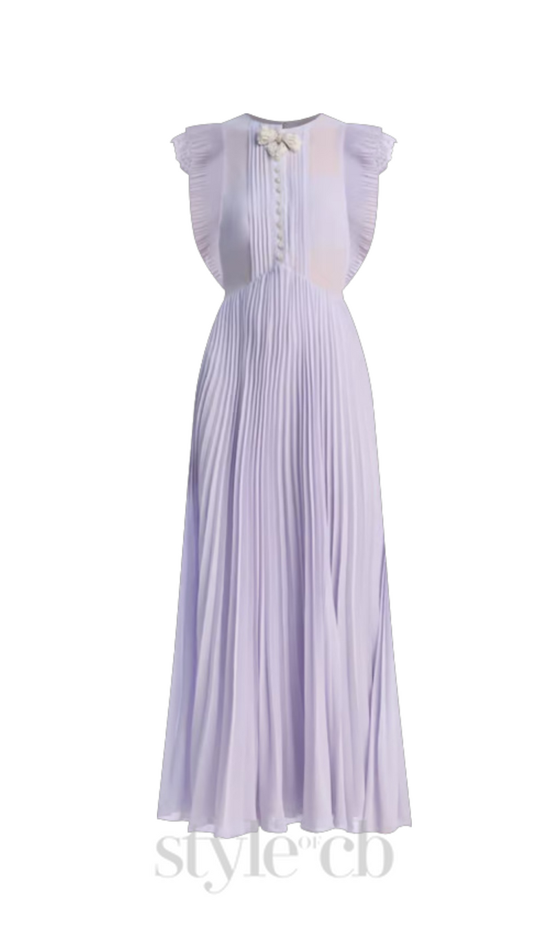Chiffon Ruffled Maxi Dress in Lilac