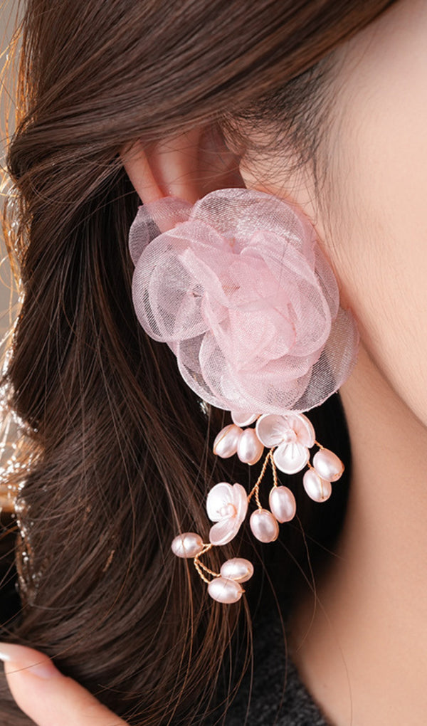 Dyani Pink Flower Earrings