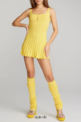 doris Golf knitted suspender mini dress in yellow