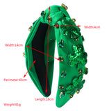 Green Diamond-Encrusted Clover Headband