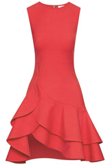 tiered ruffle mini dress in red