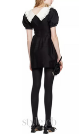 RUFFLES V-NECK CUTOUT MINI DRESS