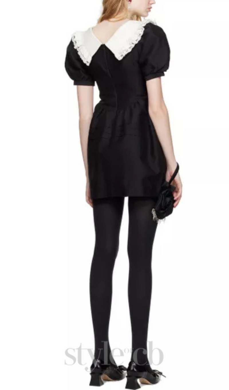 RUFFLES V-NECK CUTOUT MINI DRESS