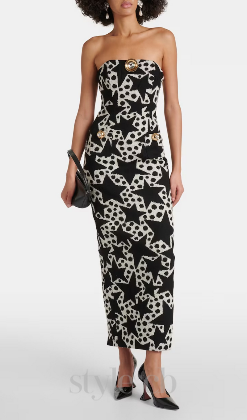MEDALLION-PENDANT JACQUARD MAXI DRESS