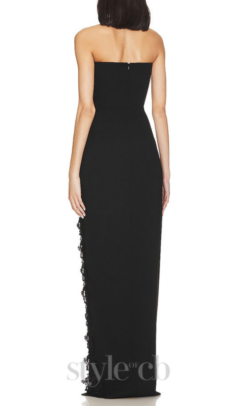 HIGH SPLIT STRAPLESS GOWN